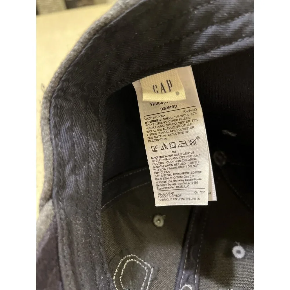 GAP Wool Blend Baseball Hat Elastic Back Adjustable Cap Gray One Size Nice - Picture 7 of 8